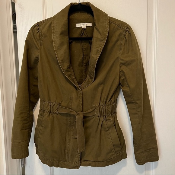 Ann Taylor LOFT Army Green Cinched Waist Jacket Size XS - Picture 1 of 15